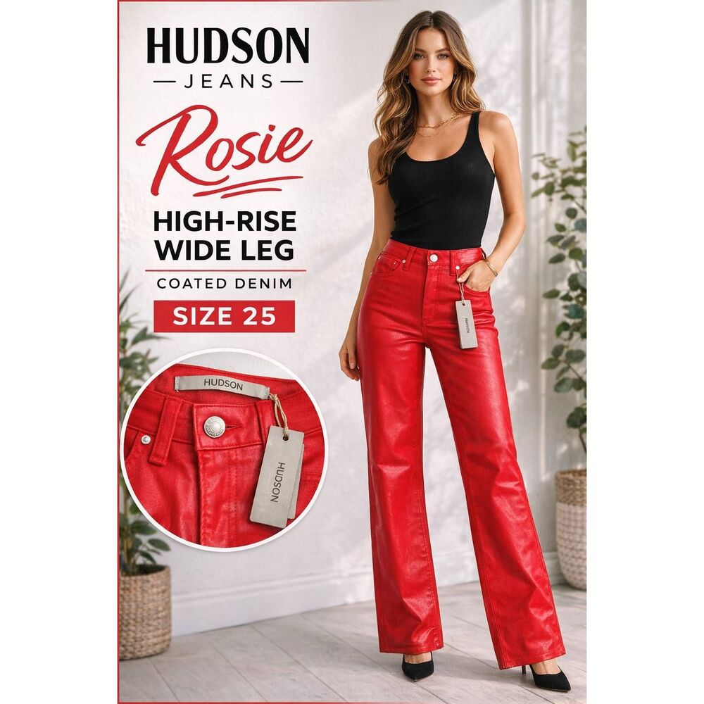 Hudson Rosie High Rise Wide Leg in Poinsettia Coated Size 25 Jeans